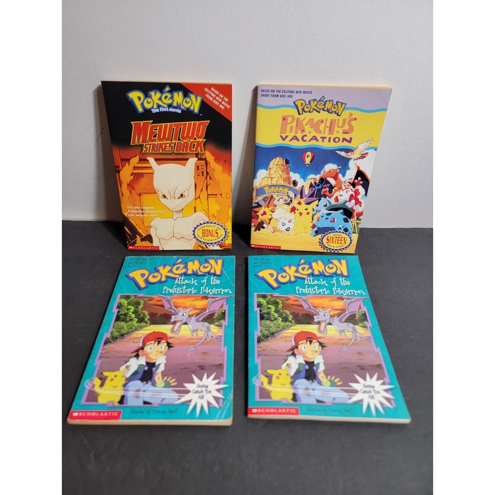Vintage Pokemon Scholastic Book Lot of 4 Pikachu Mewtwo Squirtle Tracey West